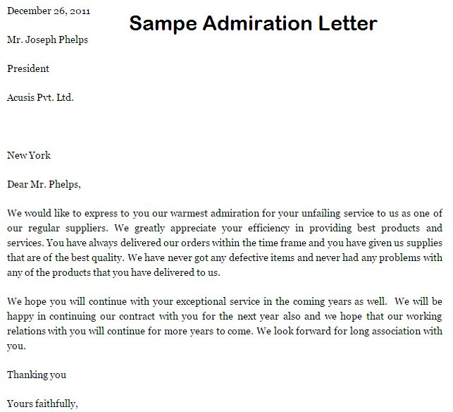 Admiration Letter 10