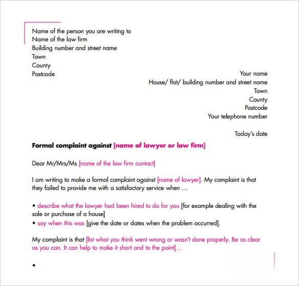 Grievance Complaint Letter Template