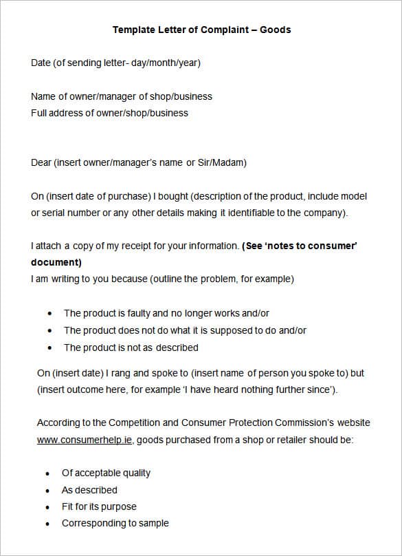 Complaint Letter 103