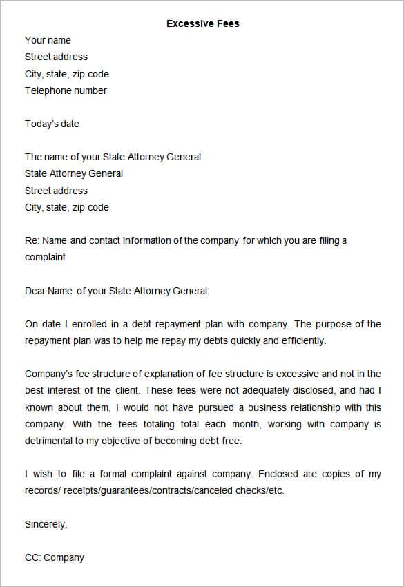 complaint letter template