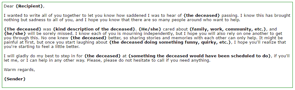 Featured image of post Bereaved Family Death Condolence Letter : You will want to write a similar letter to comfort a coworker during a time of grief.