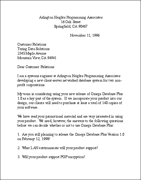 Inquiry Letter 10