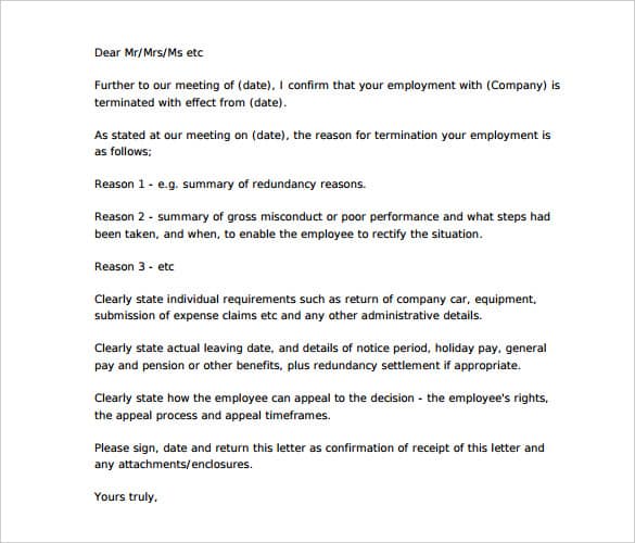 Letters Of Dismissal 80