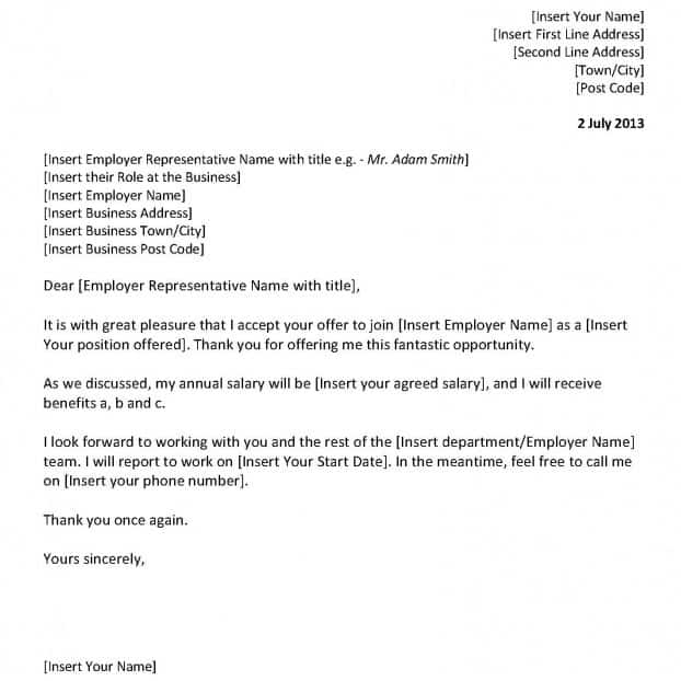 acceptance letter 70