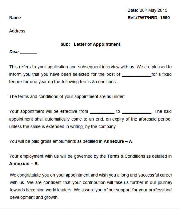 appointment letter 10