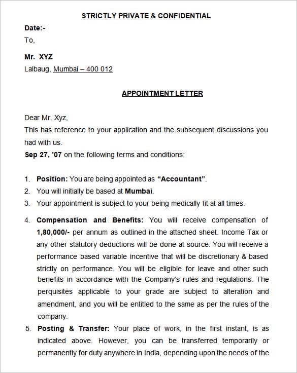 Sample Letter Of Acceptance Of Appointment from www.sampleletterword.com