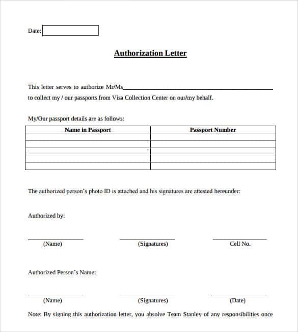Authorisation Letter Sample To Collect