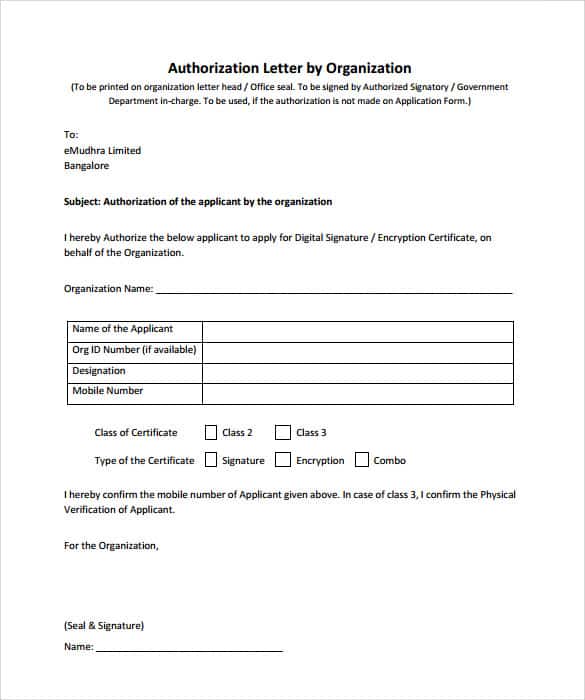 authorization letter 70