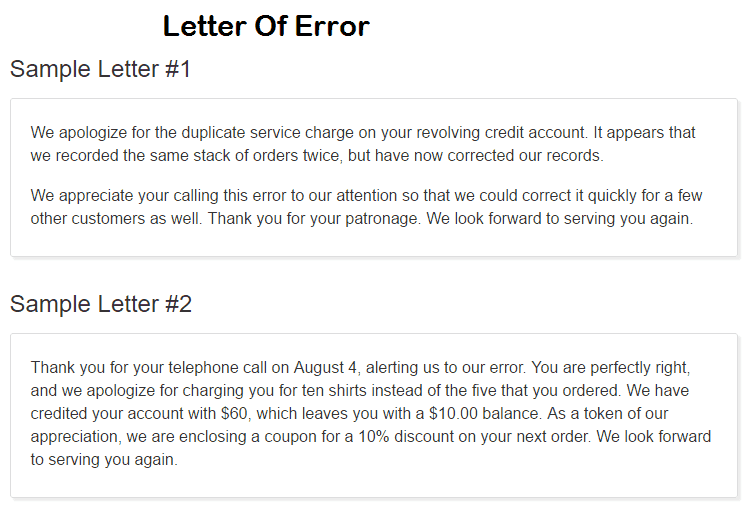error letter 20