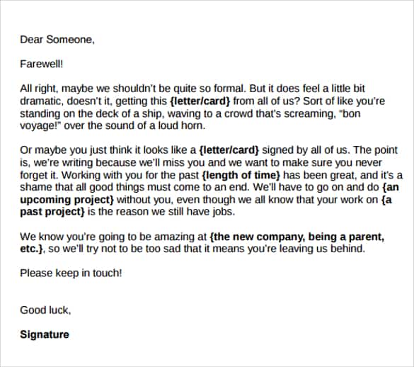 Sample Heartfelt Farewell Letter To Colleagues from www.sampleletterword.com