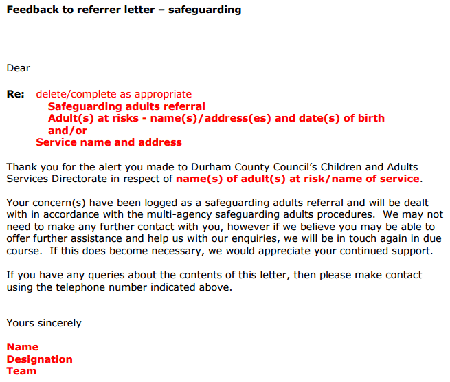 feedback letter 40