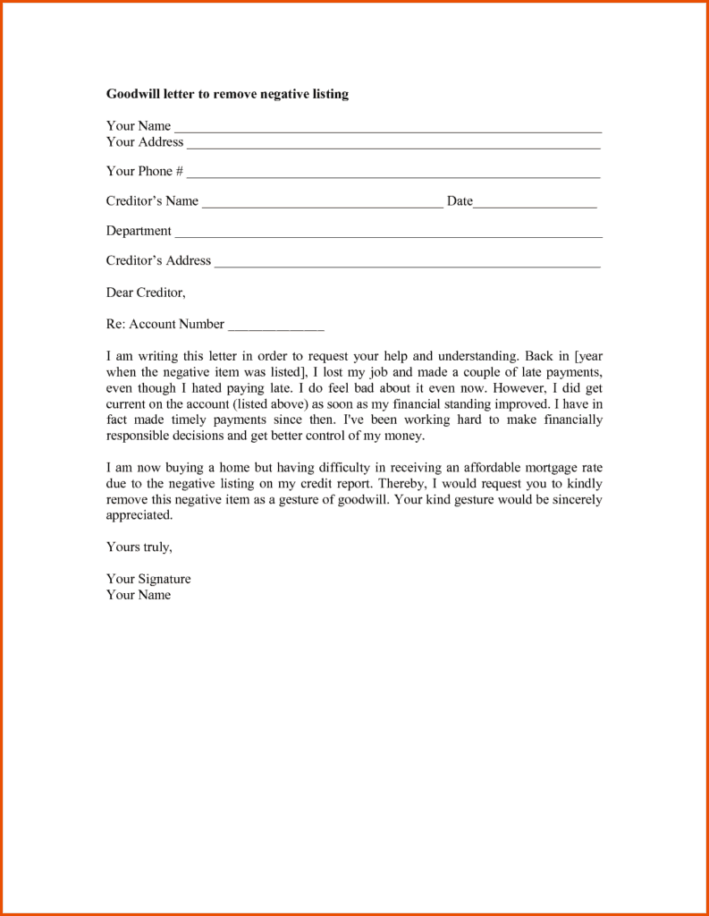 8 Sample Goodwill Letters Writing Letters Formats Examples