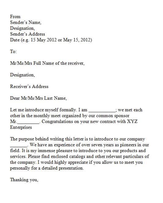 Formal Business Introduction Letter Sample