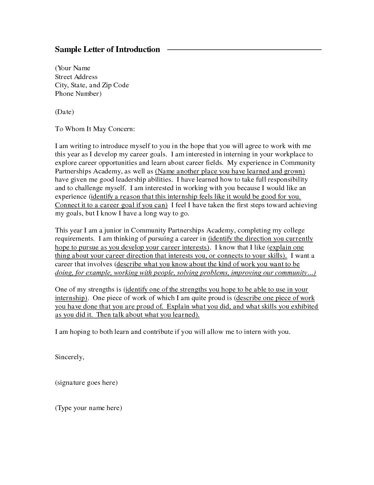 Introduction Letter For Job Sample from www.sampleletterword.com