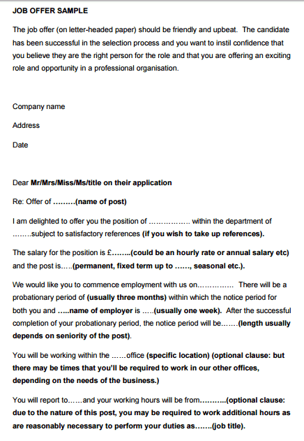 job offer letter 103