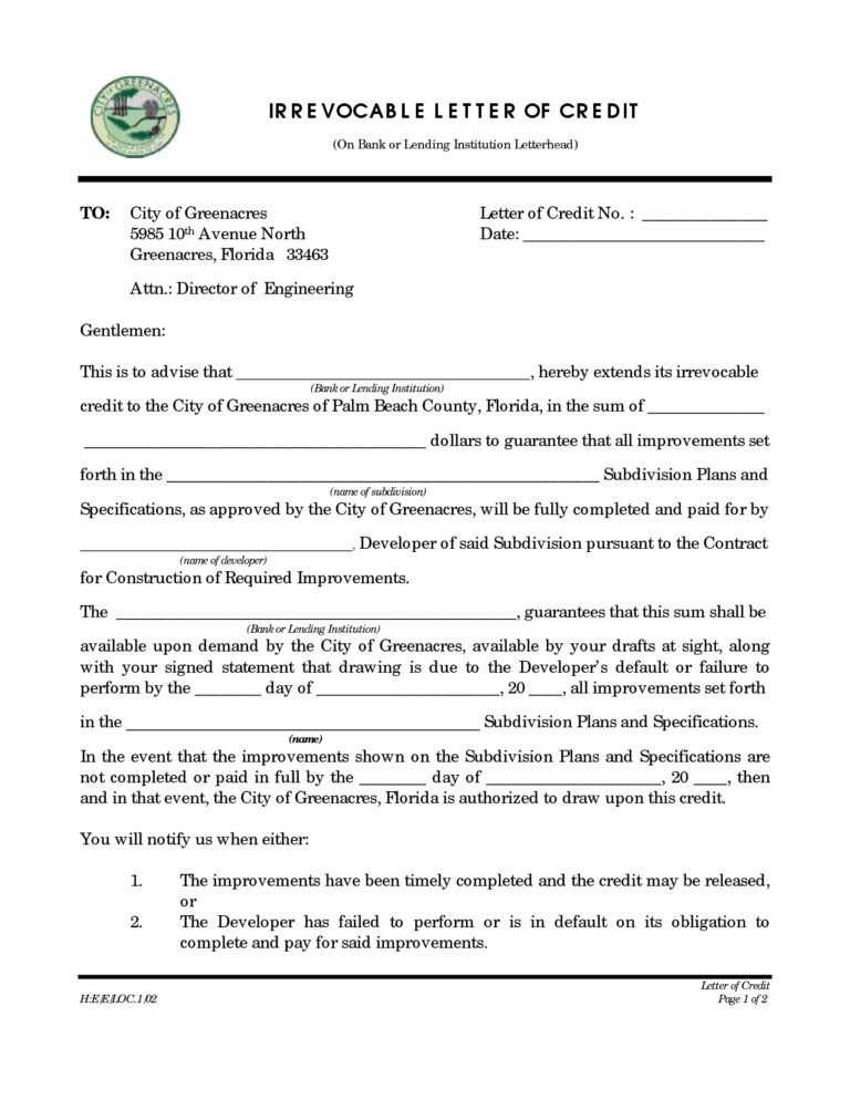 sample letter of credit payment terms