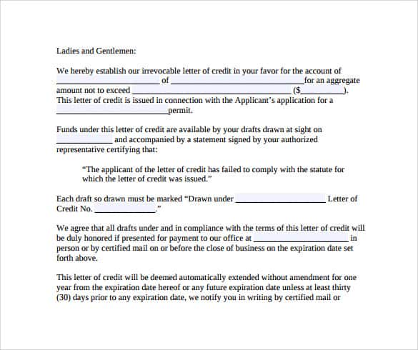 letter of credit 20