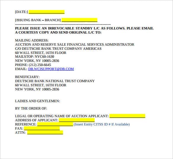 letter of credit 30
