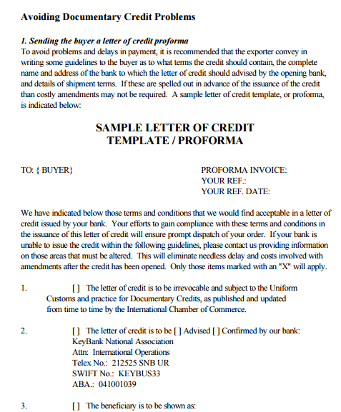 letter of credit 70