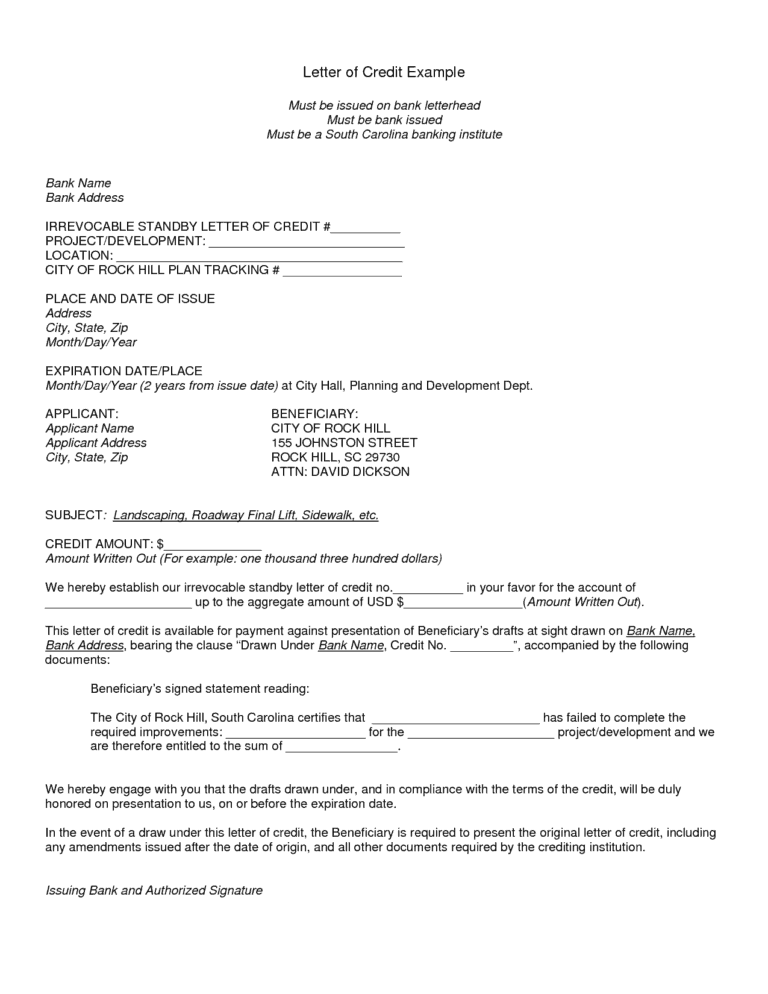 letter of credit assignment clause