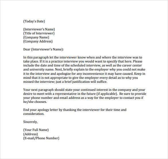 sorry letter 20