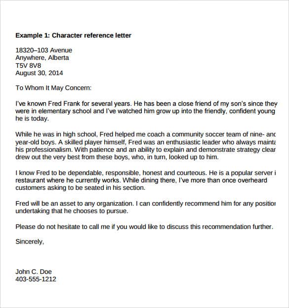 Letter Of Recommendation Sample 002