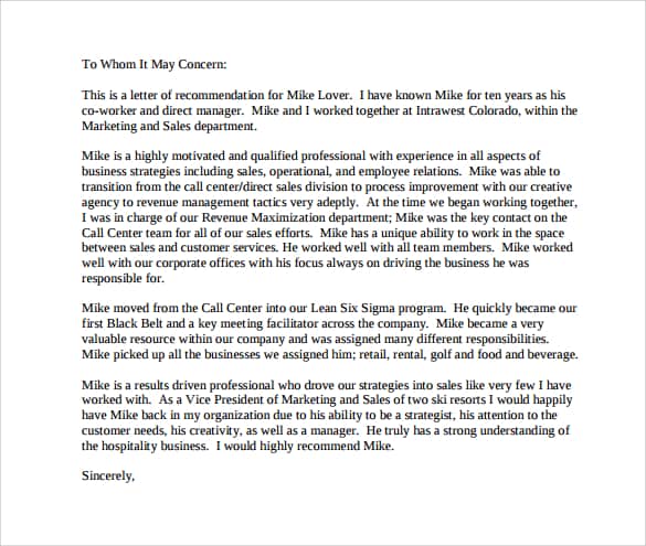 Letter Of Recommendation Sample 004