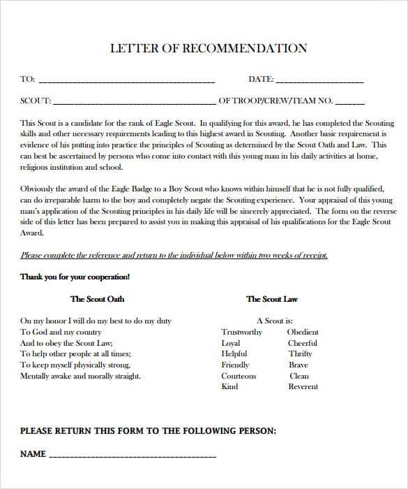 Form Letter Of Recommendation from www.sampleletterword.com