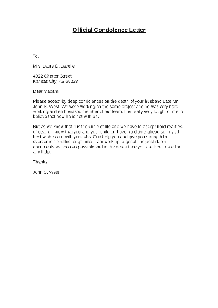 Letter Of Sympathy  003