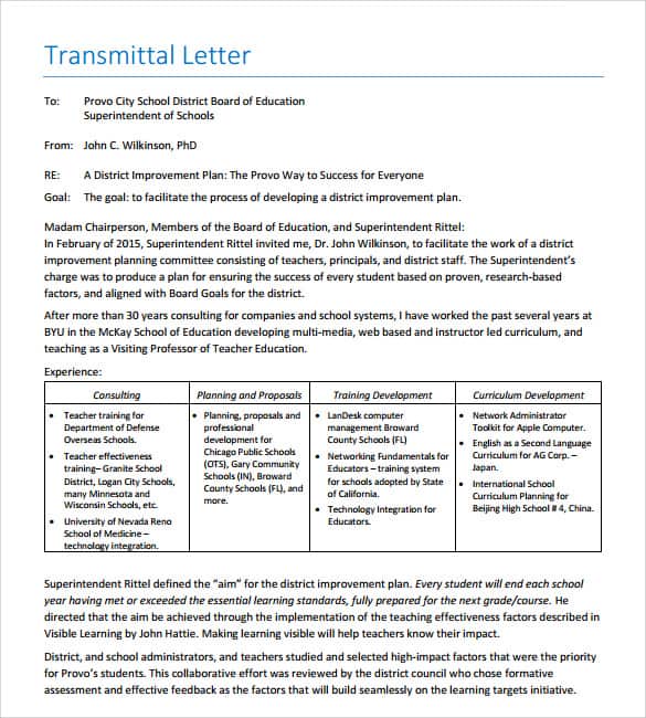 Letter Of Transmittal 005