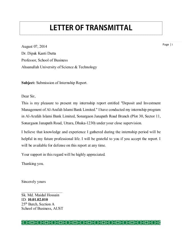 What Should An Effective Letter Of Transmittal Include? from www.sampleletterword.com