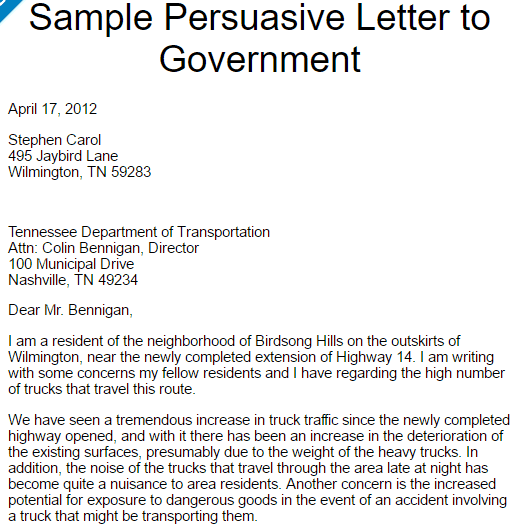 Persuasion Letter sample 001