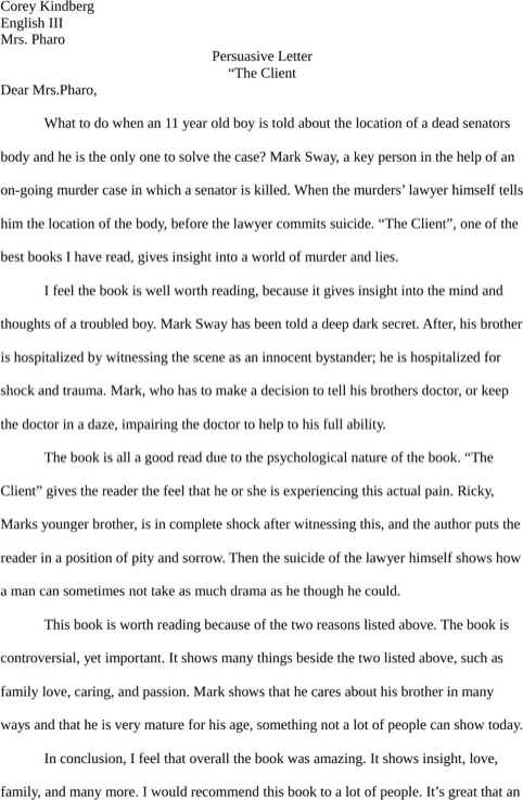 Persuasion Letter sample 007