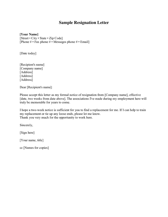 32 Free Resignation Letter Sample Writing Letters Formats And Examples