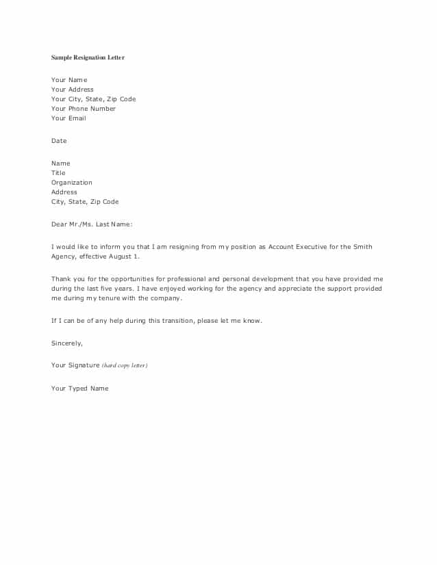 Resignation Letter 003