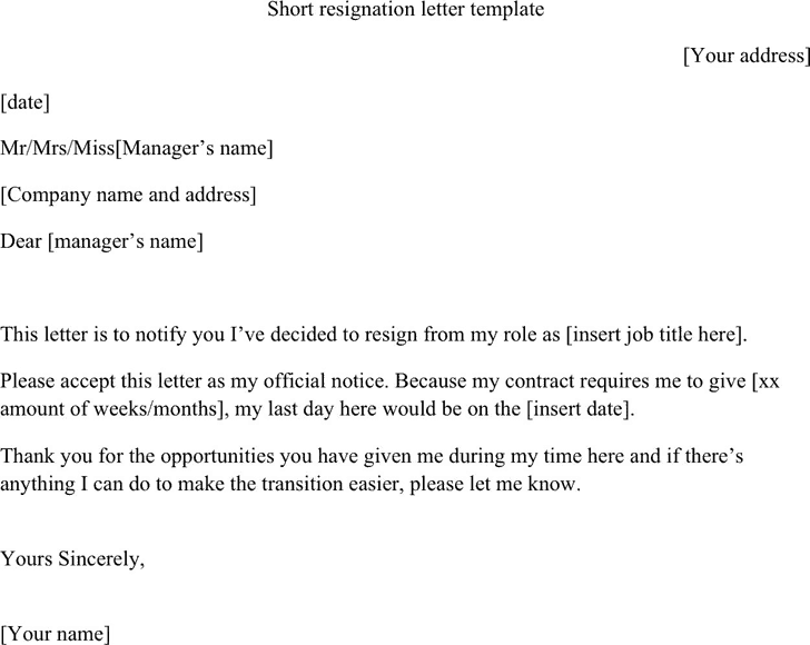 Example Of Resignation Letter Short Notice from www.sampleletterword.com