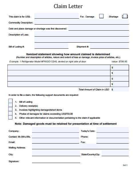 claim letter 8