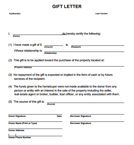 letter of Gift Sample 005