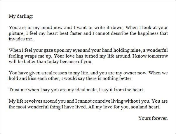 outline for writing a love letter