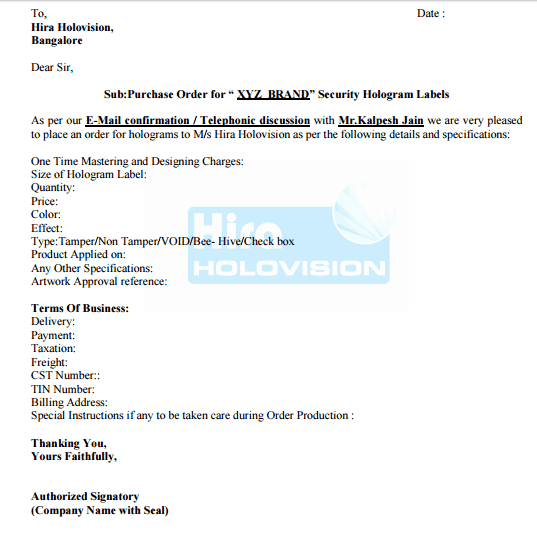 order letter sample 009