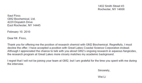 refusal letter sample 004