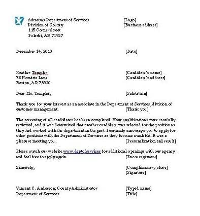 rejection letter sample 001