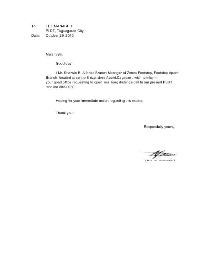 formal letter of request sample