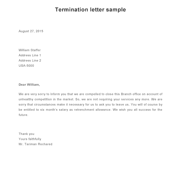 Sample Letter Of Termination Of Employment By Employer from www.sampleletterword.com