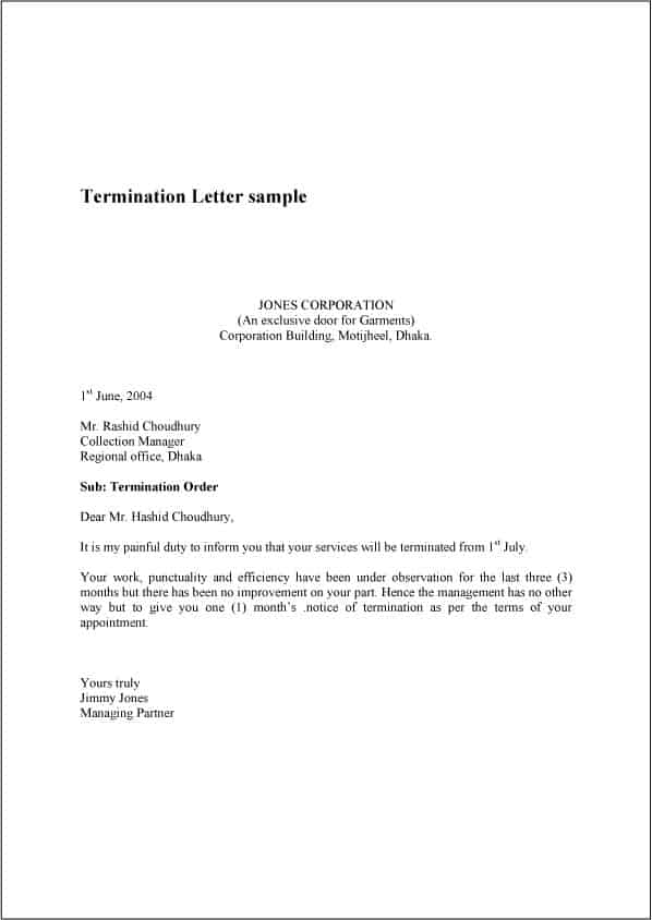 termination letter sample 003