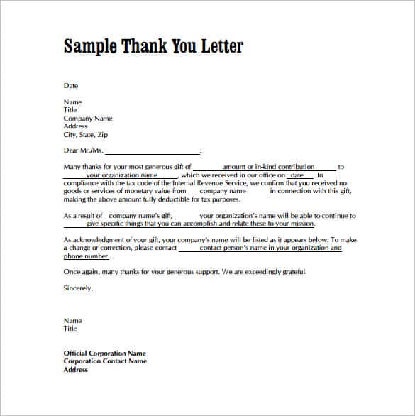 Thank You Letter Format from www.sampleletterword.com