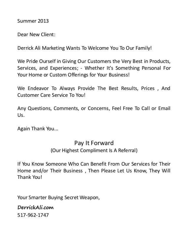 Sample Client Letter