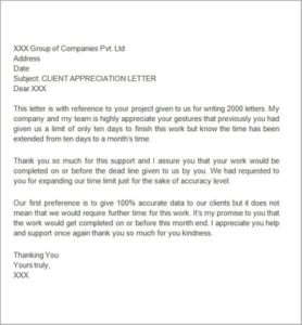 Client Commendation 35+ Sample Appreciation Letters - Writing Letters Formats & Examples