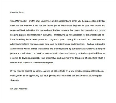 Followup Thank You Letter from www.sampleletterword.com