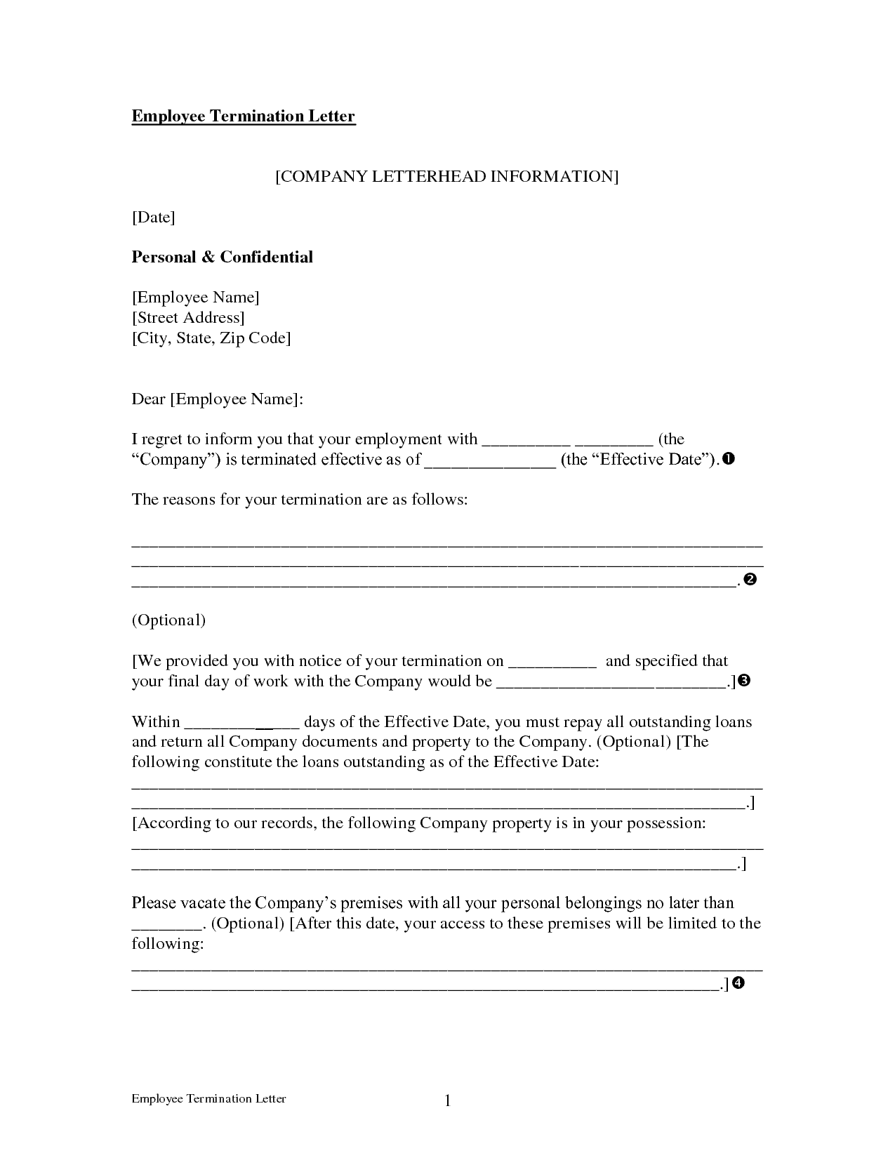 Employee Termination Letter Template Free from www.sampleletterword.com